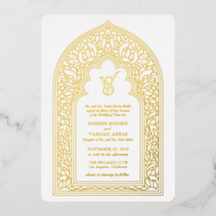 Elegante Goldene Arabesque-Hochzeit Folieneinladung