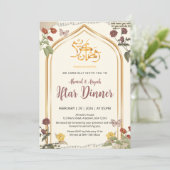 Elegante Goldene Architektur Blumen-Ramadan-Iftar- Einladung (Stehend Vorderseite)