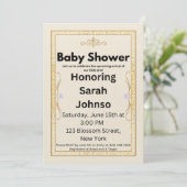 Elegante Goldene Babyparty-Einladungsvorlage Save The Date (Stehend Vorderseite)