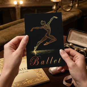 Elegante goldene Balletttänzerin Linienkunst-Illus Postkarte
