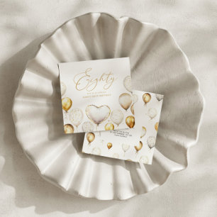 Elegante Goldene Ballon 80. Geburtstagsfeier Einladung