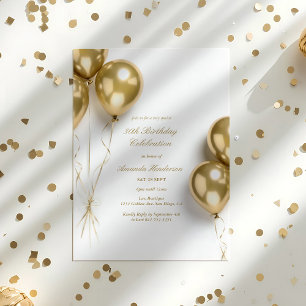 Elegante Goldene Ballon-Geburtstagsfeier Einladung