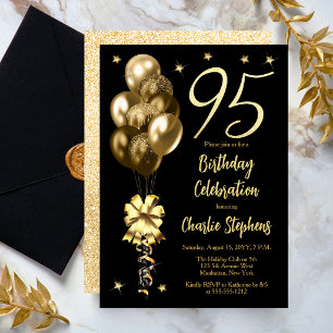 Elegante goldene Ballons auf schwarzer 95. Geburts Einladung