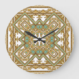 Elegante goldene Barock-, Dekorationsdesign. Große Wanduhr