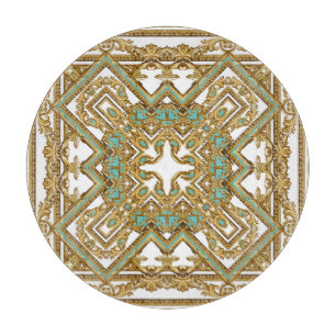 Elegante goldene Barock-, Dekorationsdesign. Schneidebrett