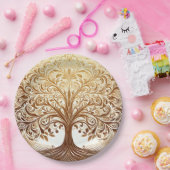 Elegante Goldene Baum-des-Lebens-Feier Pappteller (Party)