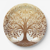 Elegante Goldene Baum-des-Lebens-Feier Pappteller (Vorderseite)