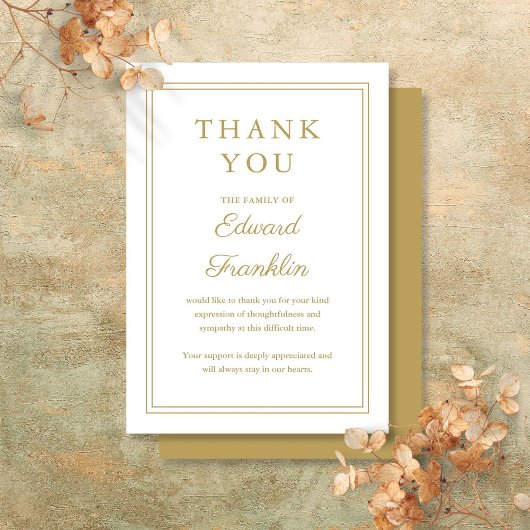 Elegante Goldene Beerdigung des Lebens Dankeskarte