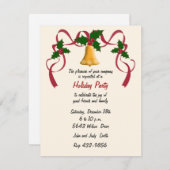 Elegante Goldene Bell Holiday Einladung (Vorne/Hinten)