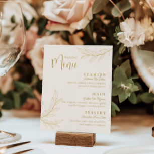 Elegante Goldene Blätter mit Schriftzug Hochzeitsm Einladung