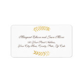 Elegante goldene Blätter und dunkelbraune Adresse Adressaufkleber (Vorne)
