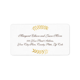 Elegante goldene Blätter und dunkelbraune Adresse Adressaufkleber