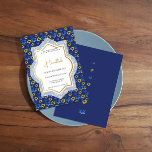 Elegante goldene blaue Sterne Davids Aquarell Einladung