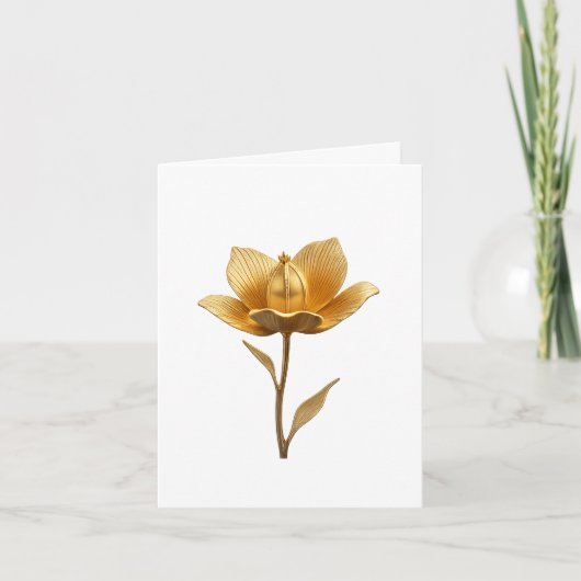 Elegante Goldene Blume - Einladung zur Hochzeit (Vorderseite)