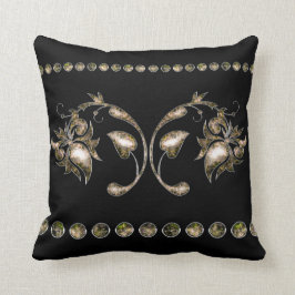 Elegante goldene Blume Schwarz Stilkissen Kissen