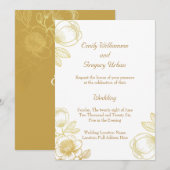 Elegante goldene Blumen Hochzeit Einladung (Vorne/Hinten)