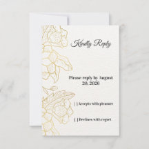 Elegante goldene Blumen-Hochzeits-RSVP-Karte