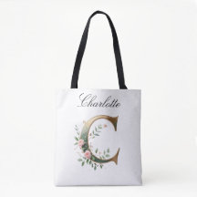 Elegante goldene Blumen-Letter C All-Over-Druck-Ta