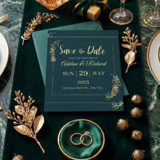 Elegante goldene Blumen-Save-the-Date-Karte Feiertagskarte