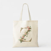 Elegante goldene Blumen-Tasche mit Monogramm Buchs Tragetasche (Rückseite)