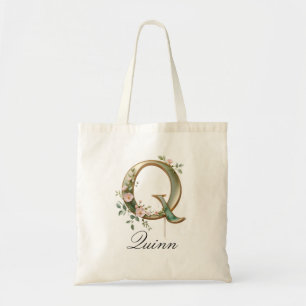Elegante goldene Blumen-Tasche mit Monogramm Q Tragetasche
