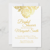Elegante goldene Blumendusche Einladung (Vorderseite)