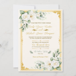 Elegante goldene Blumenhochzeits-Einladung