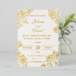 Elegante goldene Blumenhochzeitseinladung Folieneinladung