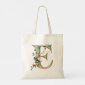 Elegante goldene Blumeninitiale E-Tasche Tragetasche (Rückseite)