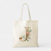 Elegante goldene Blumeninitiale J-Tasche Tragetasche (Rückseite)