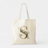 Elegante goldene Blumeninitiale S Monogramm-Tasche Tragetasche (Rückseite)