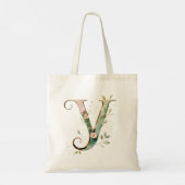 Elegante goldene Blumeninitiale Y-Tasche Tragetasche (Rückseite)