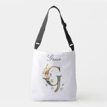 Elegante goldene Blumenletter G Umhängetasche