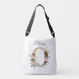 Elegante goldene Blumenletter O Umhängetasche Tragetaschen Mit Langen Trägern