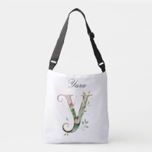 Elegante goldene Blumenletter Y Umhängetasche