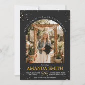 Elegante Goldene Bogen-Abschlussfoto-Einladung Einladung (Vorderseite)