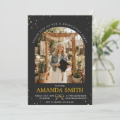 Elegante Goldene Bogen-Abschlussfoto-Einladung Einladung (Stehend Vorderseite)