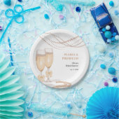 Elegante Goldene Bogen Perlen und Prosecco Brautpa Pappteller (Party)