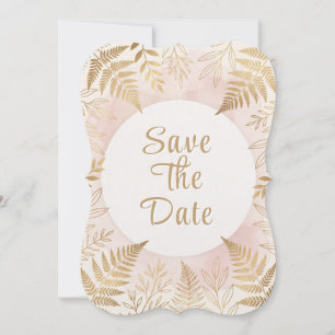 Elegante Goldene Botanische Farn-Hochzeitseinladun Einladung