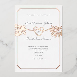 Elegante goldene botanische Hochzeit Folieneinladung