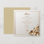 Elegante goldene botanische Hochzeit  Menükarte (Vorne/Hinten)