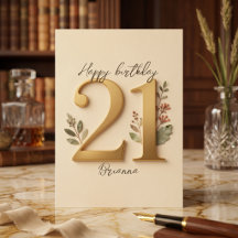 Elegante Goldene Botanische Typografie 21. Geburts