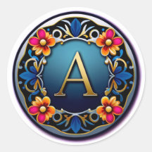 Elegante Goldene Buchstabe A Medaille mit floralem