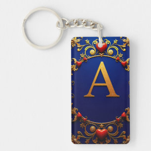 Elegante Goldene Buchstaben a Umgeben von Herzen Schlüsselanhänger