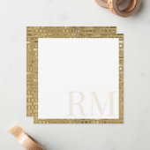 Elegante goldene dekorative Rand Initiale Monogram Mitteilungskarte (Vorderseite/Rückseite Beispiel)