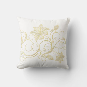 Elegante goldene Efeublüten und Blätter Kissen