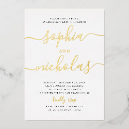 Elegante goldene, einfache, moderne Skriptbindungs Folieneinladung