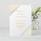 Elegante goldene Einladung zur Hochzeit (Stehend Vorderseite)