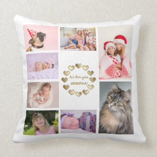 Elegante Goldene Familien-Foto-Collage Muttertag Kissen