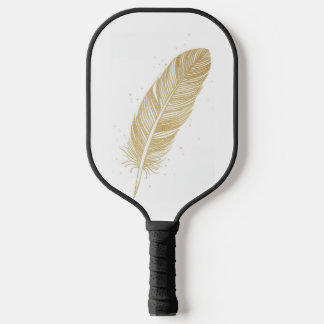 Elegante Goldene Feder-Illustration - Ästhetisches Pickleball Schläger